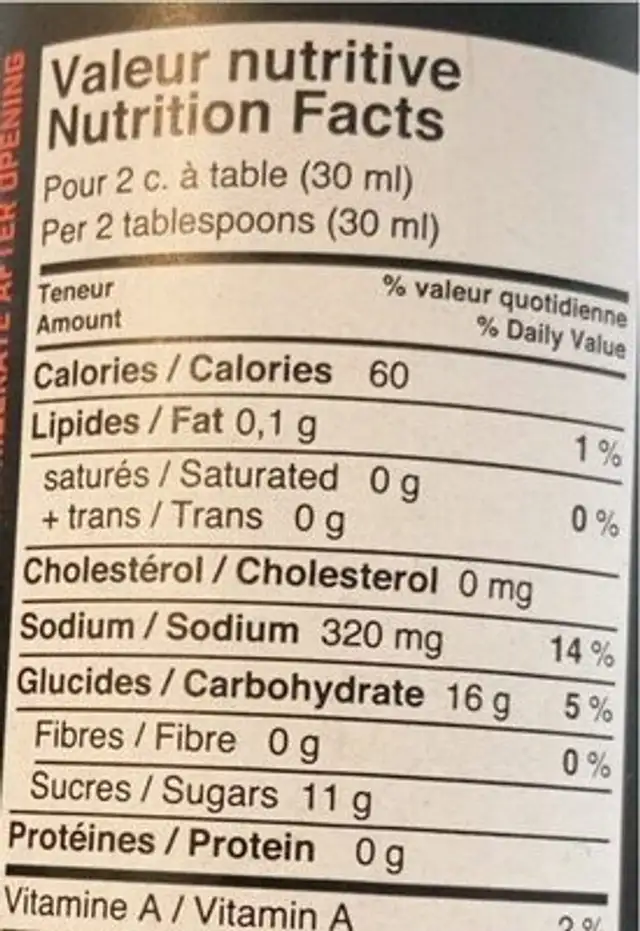Douce nuit mamacita nutrition facts table