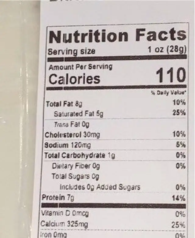 Black goat truffle cheese nutrition facts table