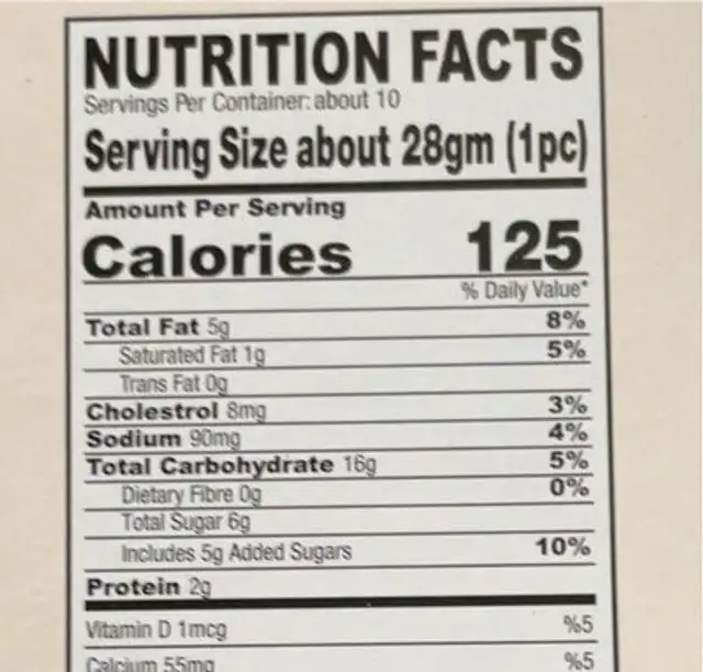Cake rusk almond nutrition facts table