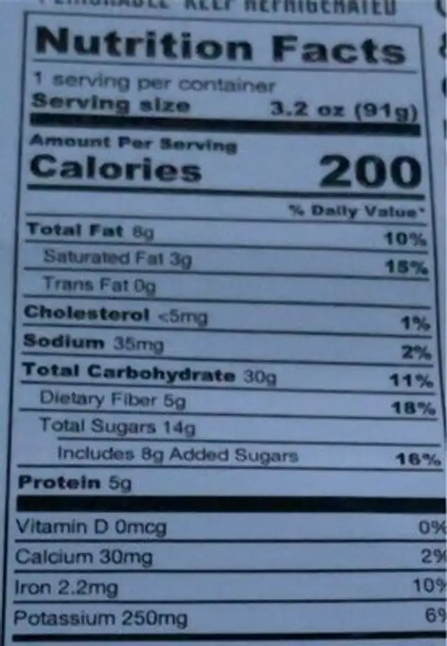 Bliss BENTO chocolate cheer nutrition facts table
