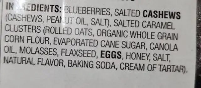 Bliss bento salty caramelicious ingredients label