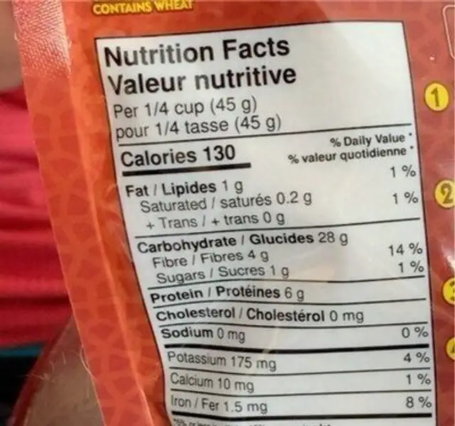 Couscous ble entier nutrition facts table