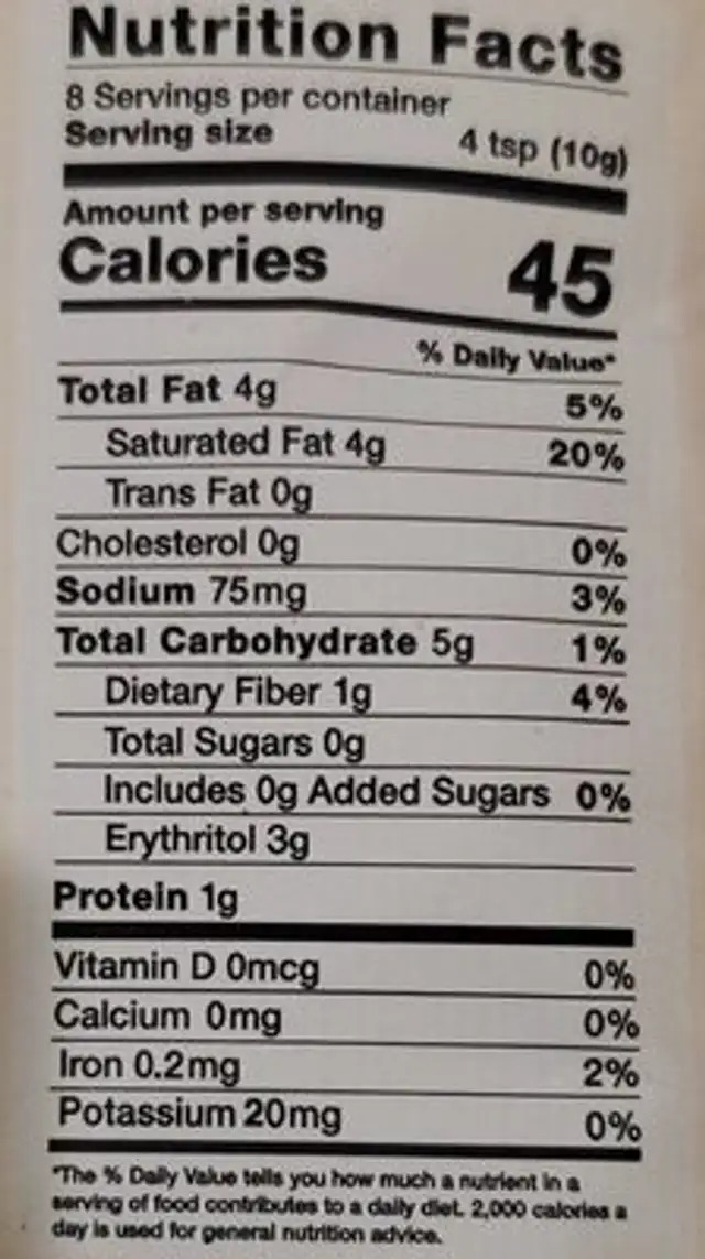 Prymal Coffee Creamer - Cacao Mocha nutrition facts table