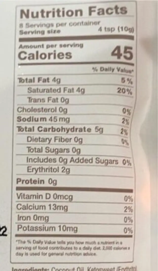 Speculoos cookie dough creamer nutrition facts table