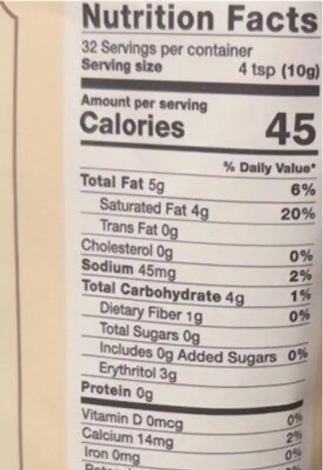 White chocolate mocha creamer nutrition facts table