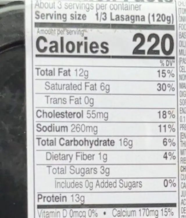 Heat & eat chicken parmigiana with rotini marinara nutrition facts table