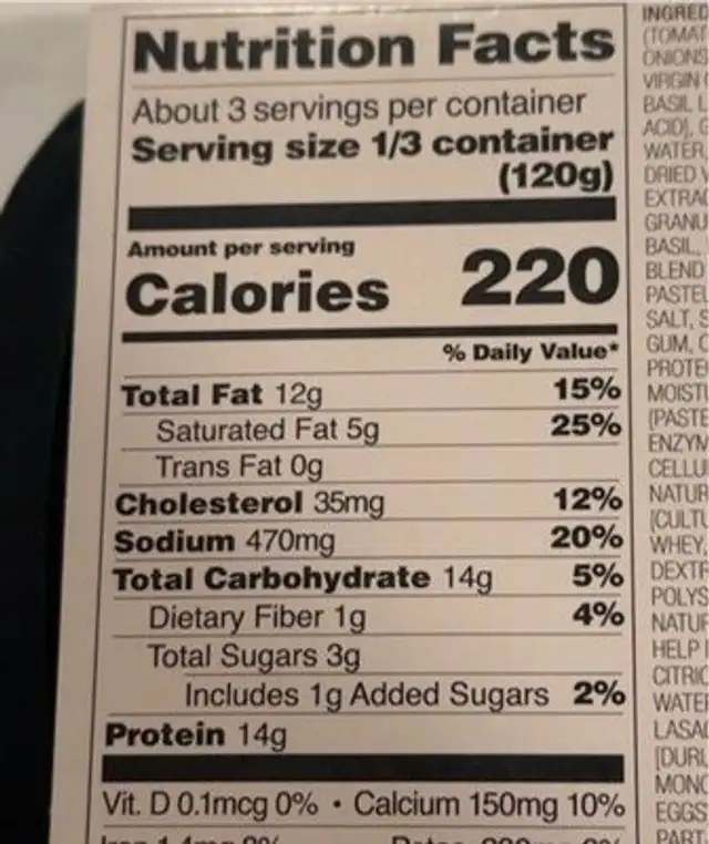 Italian-Style Lasagna with Meat Sauce nutrition facts table