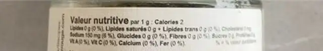 Assaisonnement erable au poivre nutrition facts table