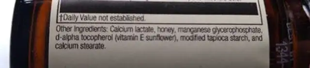 E-Manganese ingredients label