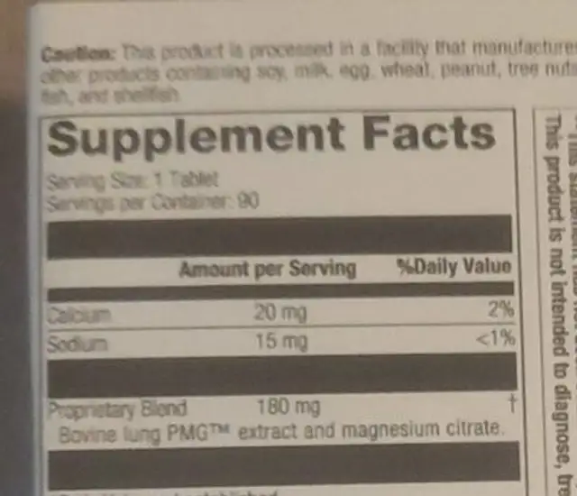 Pnuemotrophin nutrition facts table