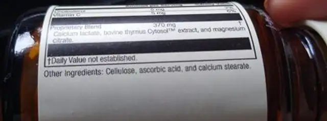 Thymex ingredients label