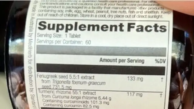 Turmeric nutrition facts table