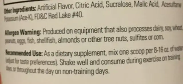Scivation - Xtend Bcaas 30 Servings Fruit Punch - 13.97 Oz. ingredients label
