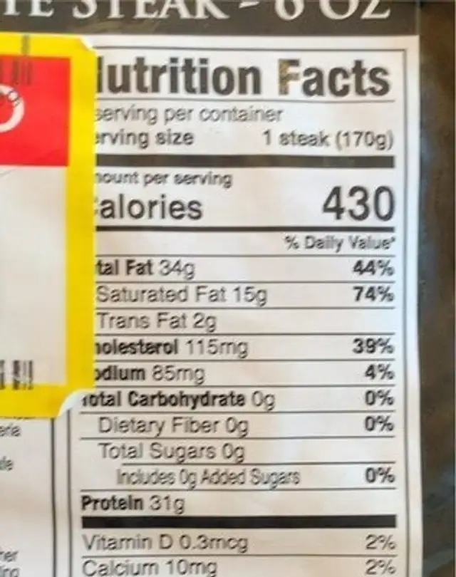 All natural wagyu ribeye steak nutrition facts table