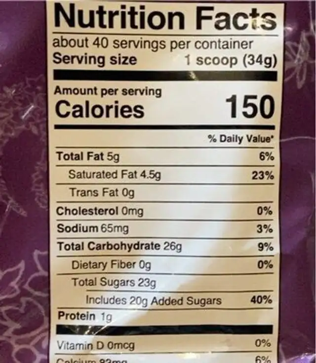 Precious divinity spiced chai tea mix nutrition facts table