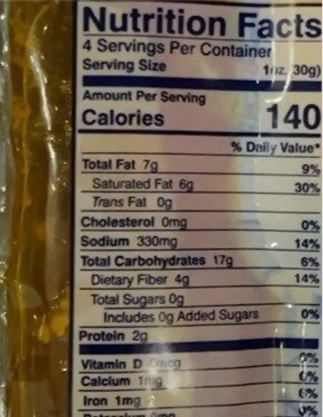 Great northern popcorn nutrition facts table