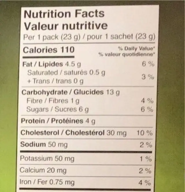 Pistachio Almond Thin Cookies nutrition facts table