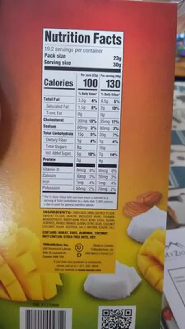 Almond thin cookies ingredients label