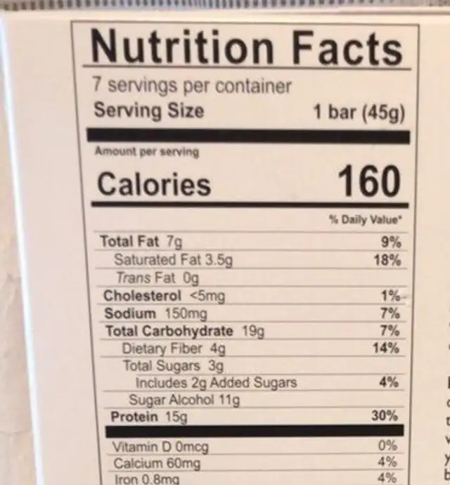 Nutty Caramel Crunch nutrition facts table