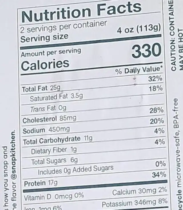 Hill country chicken salad nutrition facts table