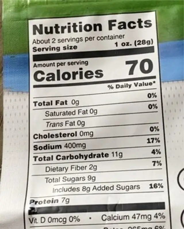 Perky jerky sea salt & pepper vegan plant based jerky nutrition facts table