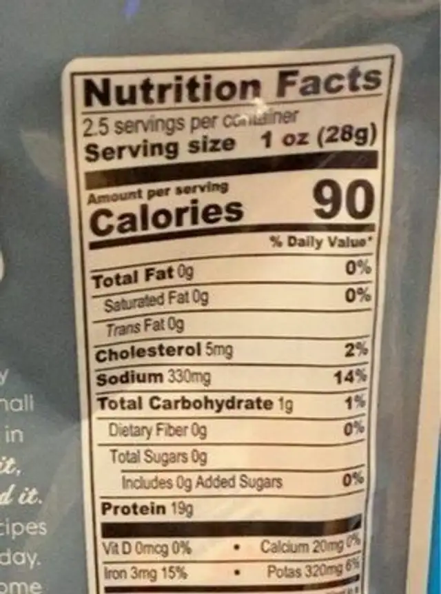 Peppered beef jerky nutrition facts table