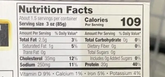 Solid white albacore tuna nutrition facts table