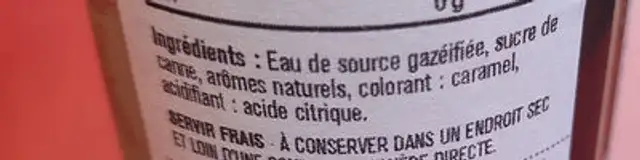 Root beer Bull's Head ingredients label
