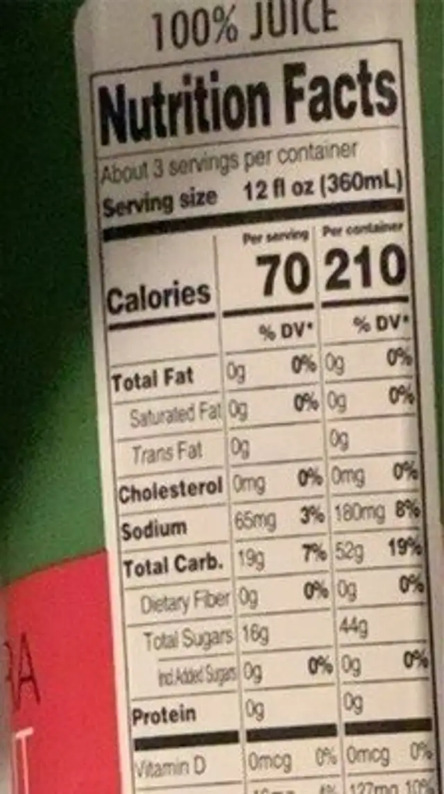 Aloe vera coconut watermelon nutrition facts table