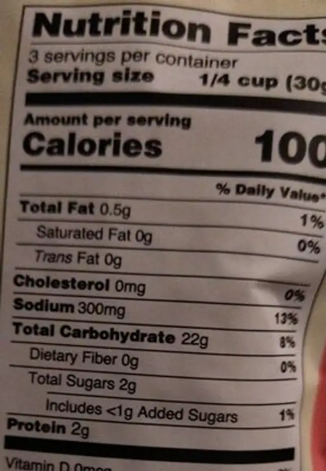 Mochi Rice Nuggets nutrition facts table