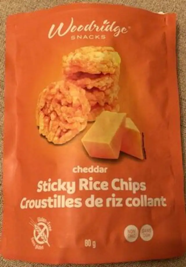 Woodridge snacks sticky rice chips cheddar cheese