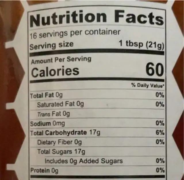truffle & honey nutrition facts table