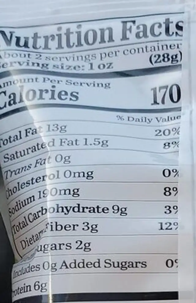 Pistachios roasted salt nutrition facts table
