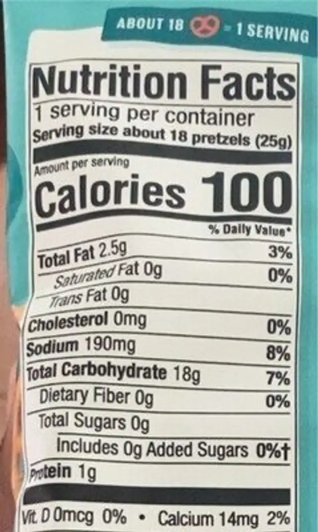 Grain Free Pretzels Sea Salt nutrition facts table