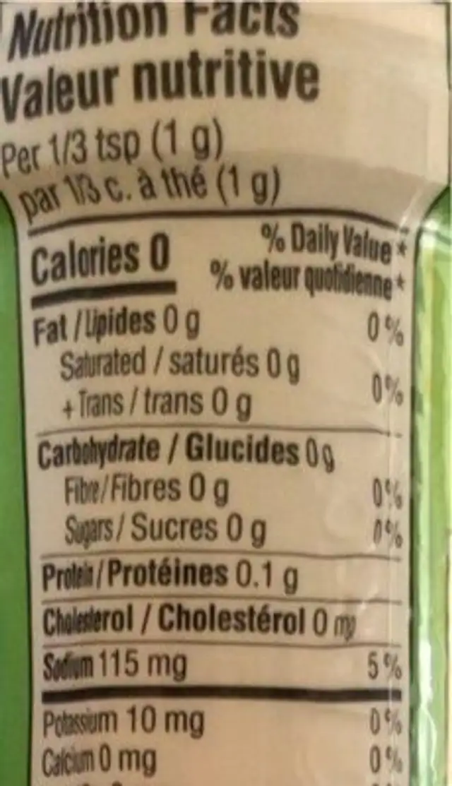 Dill pickle cornichons a l’aneth nutrition facts table