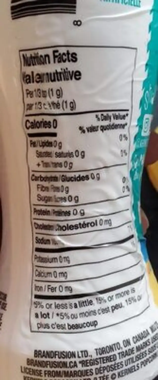 Popcorn seasoning salt and vinegar nutrition facts table