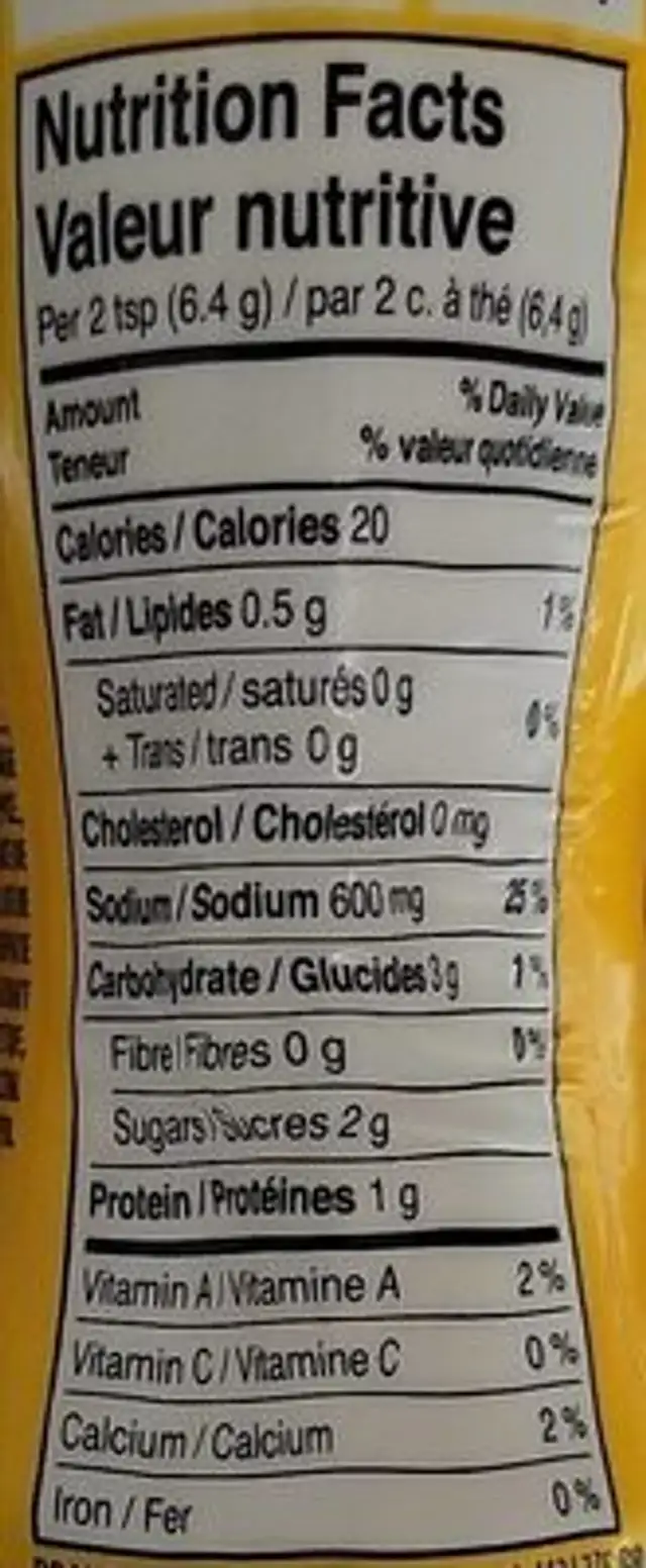 Buffalo Wings popcorn seasoning nutrition facts table