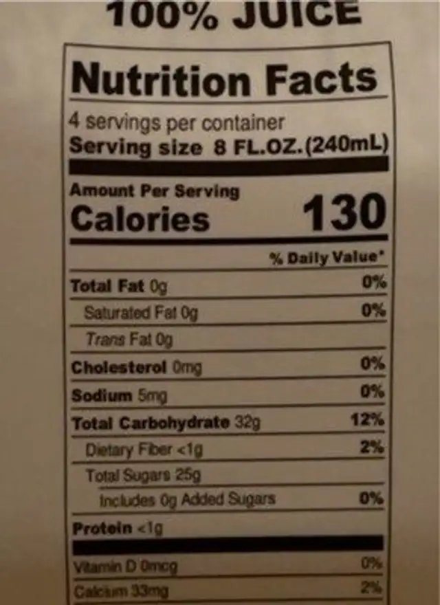 COLD-PRESS PINEAPPLE 100% JUICE nutrition facts table
