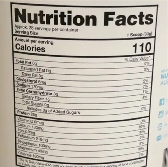 Isolateone nutrition facts table