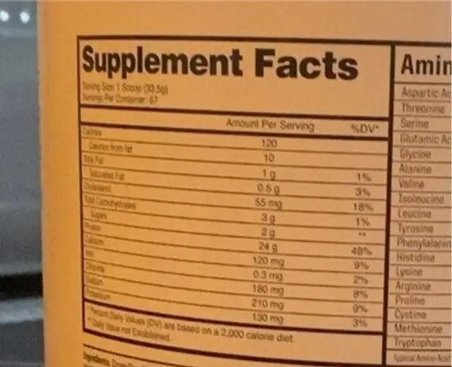 Protein One nutrition facts table