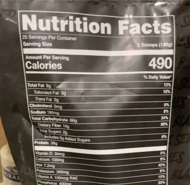 Strawberry Shortcake Meal Replacement Protein nutrition facts table