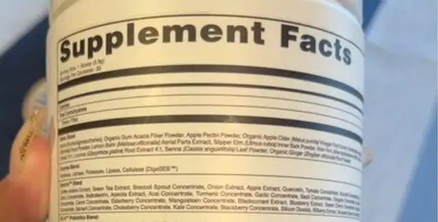 Detox one daily gut health powder nutrition facts table