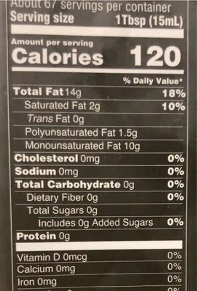 Fresh garlic oil nutrition facts table