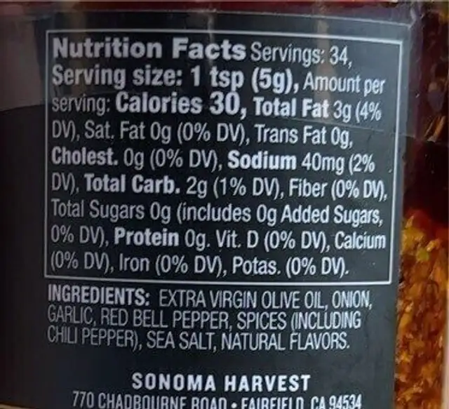 Crunchy onion kick nutrition facts table