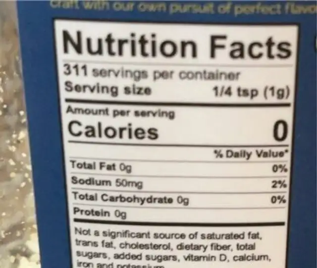 Everything Bagel Seasoning nutrition facts table