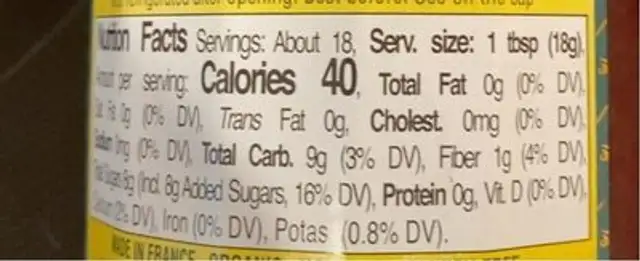 Organic Strawberry nutrition facts table