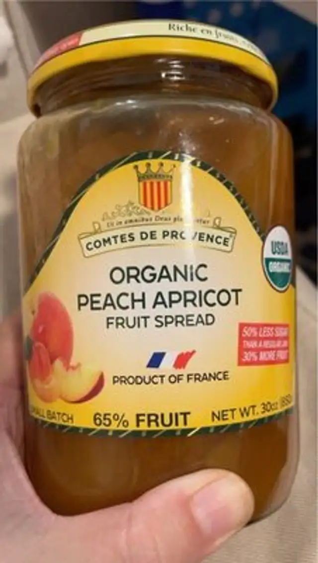 Organic peach apricot fruit spread