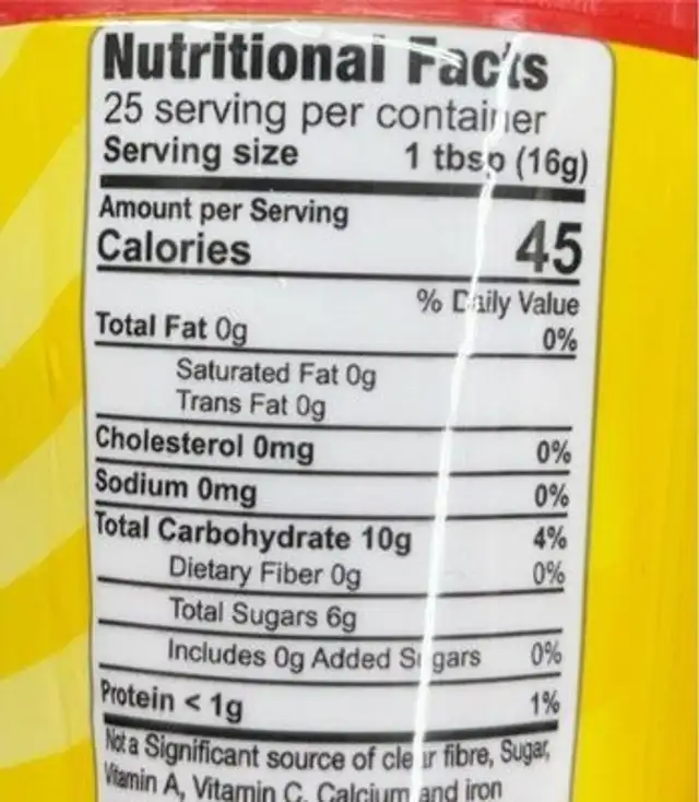 Tamarind concentrate nutrition facts table