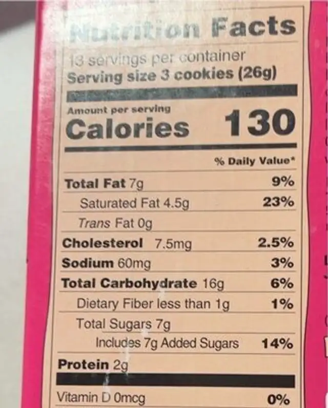 Dark chocolate & a pinch of salt cookie squares nutrition facts table