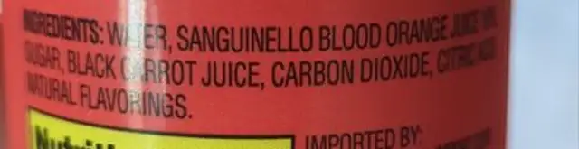 Aranciata di Sicilia ingredients label